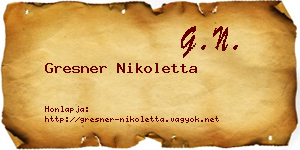 Gresner Nikoletta névjegykártya
